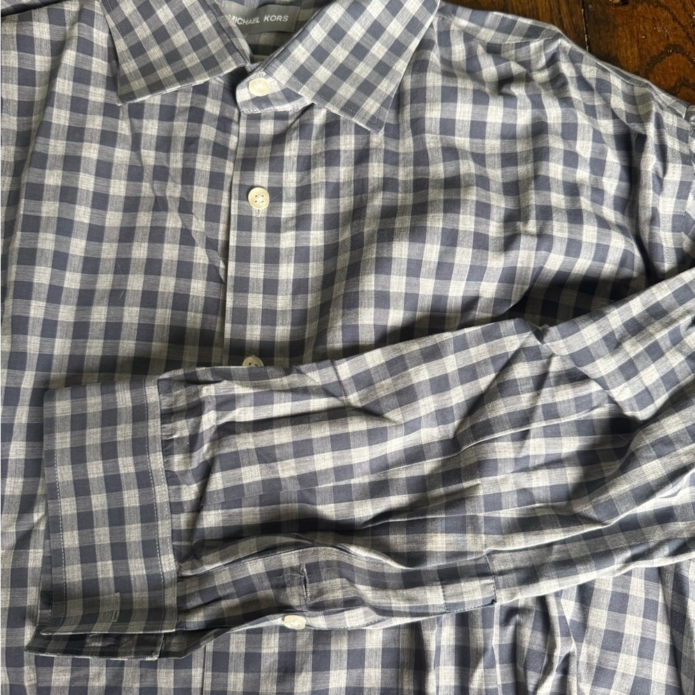 Michael Kors Gray Men's Checkered Shirt XL
